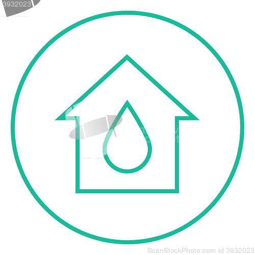 Image of House with water drop line icon.