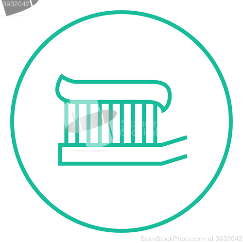 Image of Toothbrush with toothpaste line icon.