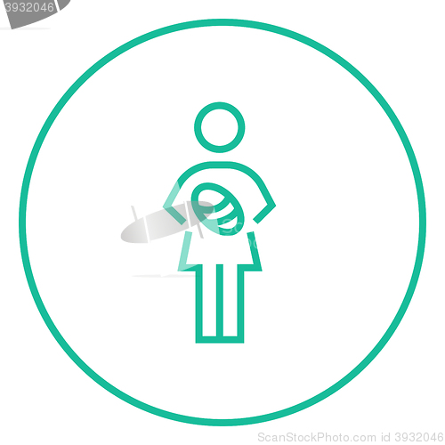 Image of Woman holding baby line icon.