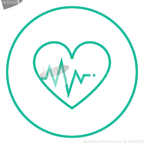 Image of Heart with cardiogram line icon.