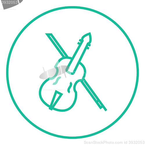 Image of Violin with bow line icon.