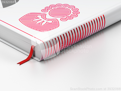 Image of Law concept: closed book, Judge on white background