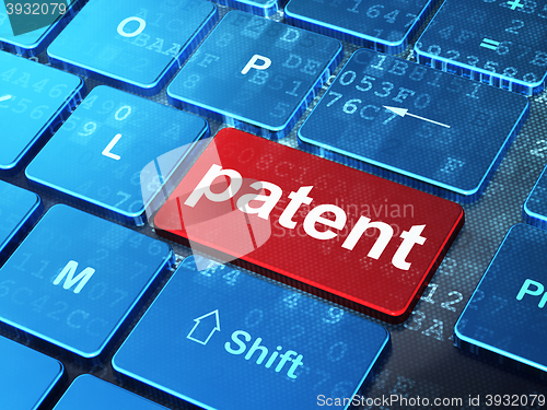 Image of Law concept: Patent on computer keyboard background