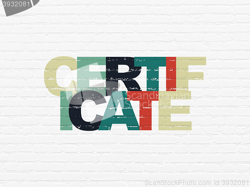 Image of Law concept: Certificate on wall background