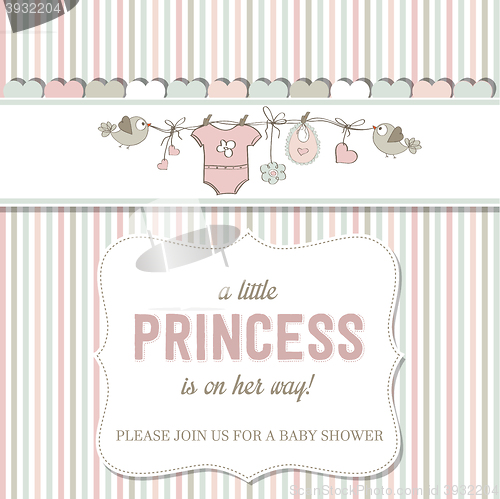 Image of shabby chic baby girl shower card