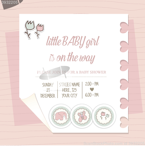 Image of baby girl shower card