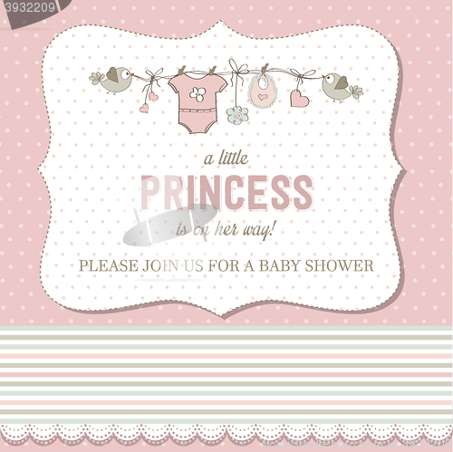 Image of shabby chic baby girl shower card