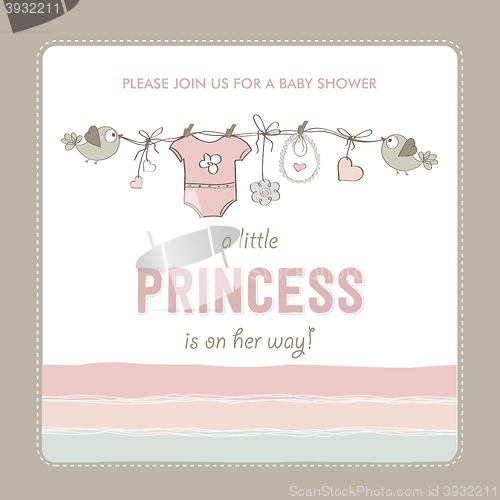 Image of shabby chic baby girl shower card