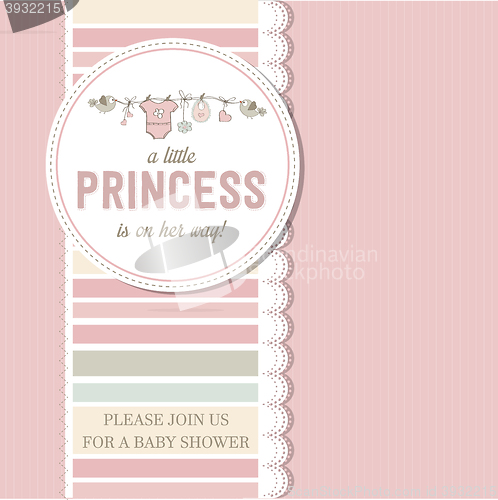 Image of shabby chic baby girl shower card