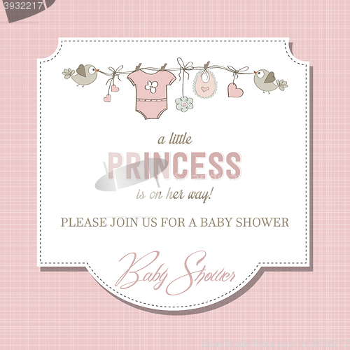 Image of shabby chic baby girl shower card