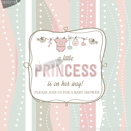 Image of shabby chic baby girl shower card