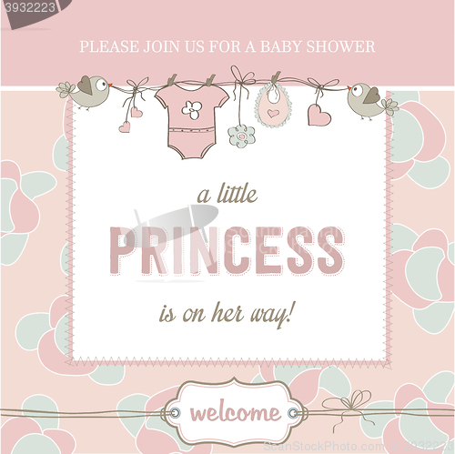 Image of shabby chic baby girl shower card