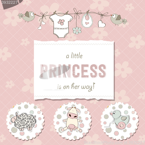 Image of shabby chic baby girl shower card