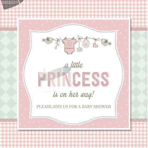 Image of shabby chic baby girl shower card