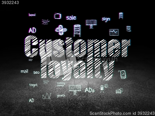 Image of Advertising concept: Customer Loyalty in grunge dark room