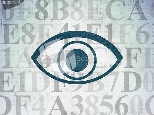 Image of Protection concept: Eye on Digital Data Paper background