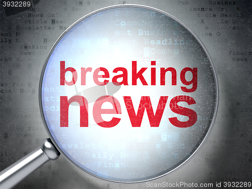 Image of News concept: Breaking News with optical glass