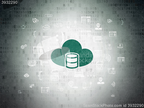 Image of Software concept: Database With Cloud on Digital Data Paper background