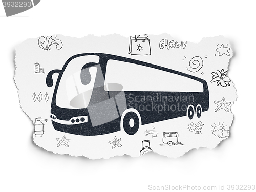 Image of Tourism concept: Bus on Torn Paper background