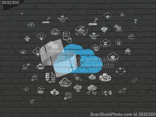 Image of Cloud computing concept: Cloud With Keyhole on wall background