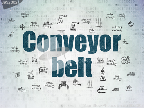 Image of Industry concept: Conveyor Belt on Digital Data Paper background