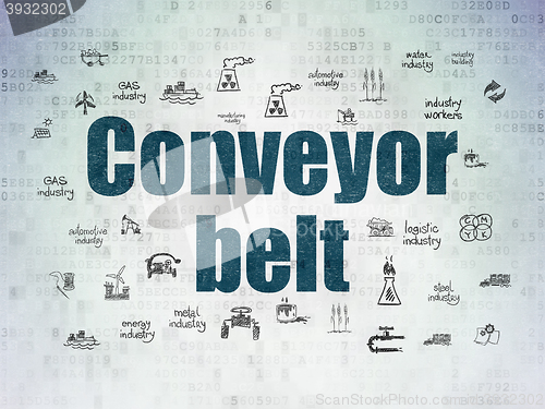 Image of Industry concept: Conveyor Belt on Digital Data Paper background