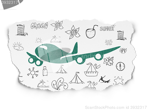 Image of Travel concept: Airplane on Torn Paper background
