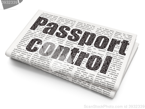 Image of Travel concept: Passport Control on Newspaper background