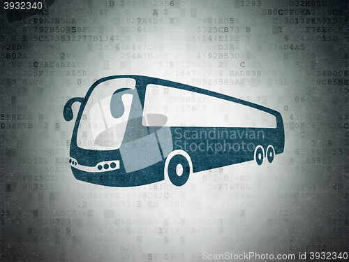 Image of Tourism concept: Bus on Digital Data Paper background