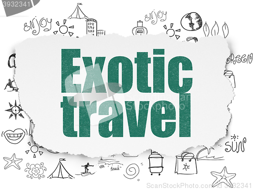 Image of Tourism concept: Exotic Travel on Torn Paper background