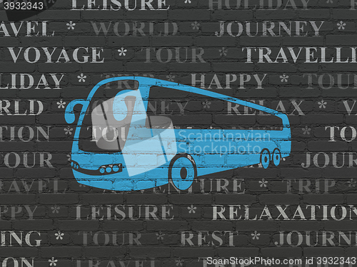 Image of Vacation concept: Bus on wall background