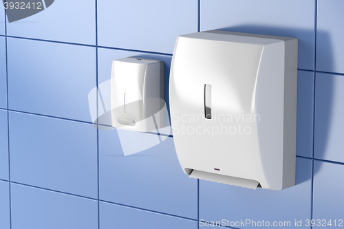 Image of Paper towel and soap dispensers