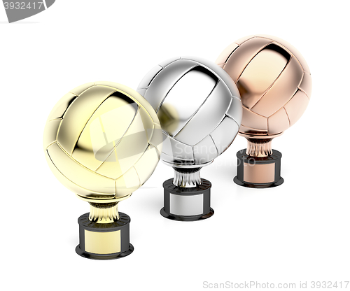 Image of Volleyball trophies on white