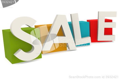 Image of Colorful cube with sale word