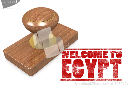 Image of Red rubber stamp with welcome to Egypt