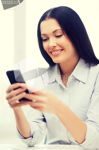 Image of businesswoman or student with smartphone