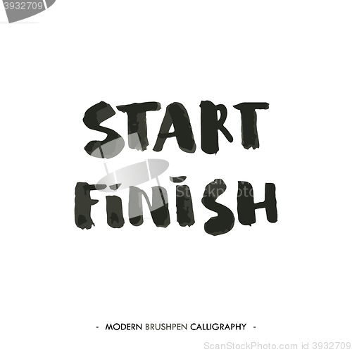 Image of Start and Finish words painted with brush in modern calligraphy style