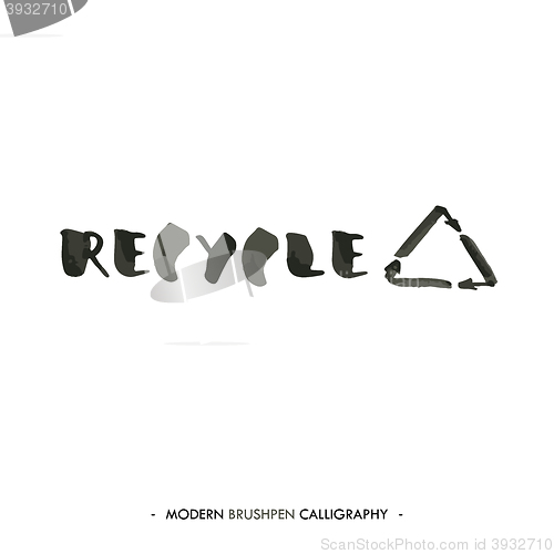Image of Recycle word and logo painted with brush