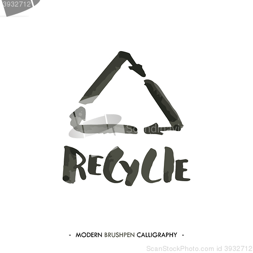 Image of Recycle word and logo painted with brush