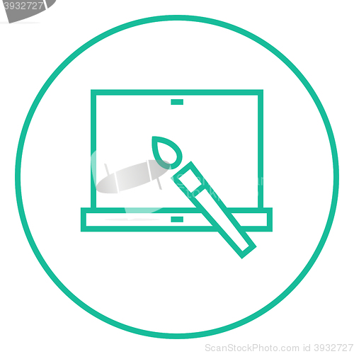 Image of Laptop and brush line icon.