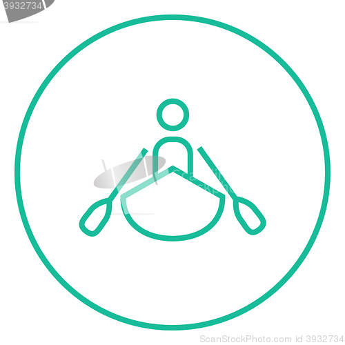 Image of Man kayaking line icon.