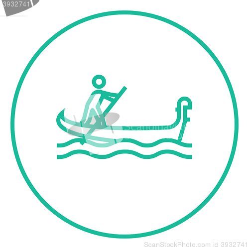 Image of Sailor rowing boat line icon.