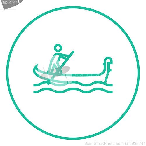 Image of Sailor rowing boat line icon.