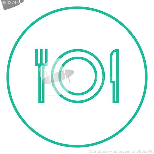 Image of Plate with cutlery line icon.