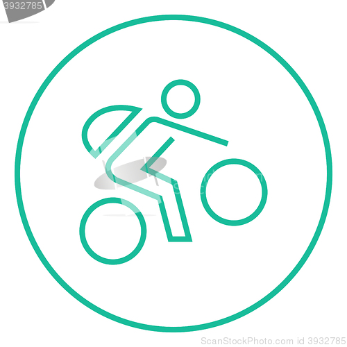 Image of Man riding bike line icon.