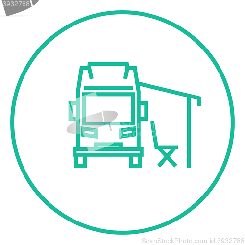 Image of Motorhome with tent line icon.