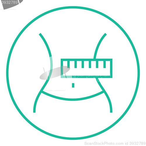 Image of Waist with measuring tape line icon.