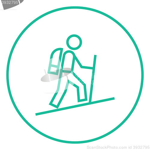 Image of Tourist backpacker line icon.