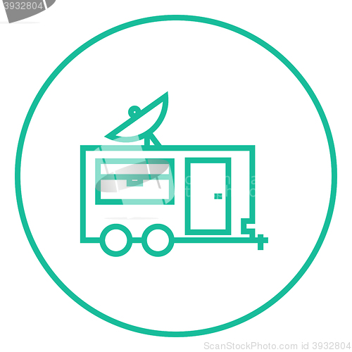 Image of Caravan with satellite dish line icon.