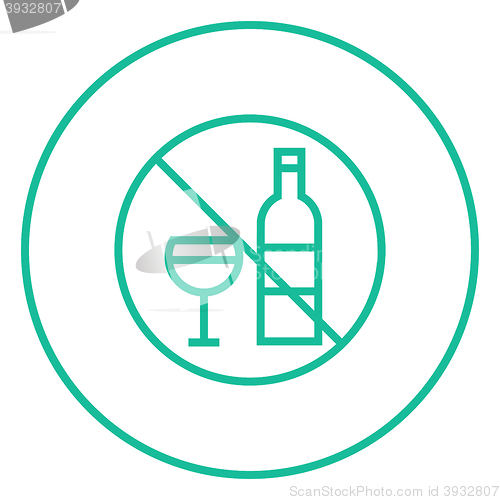 Image of No alcohol sign line icon.